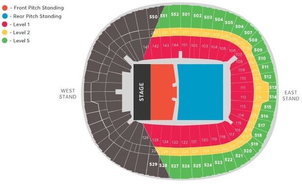 Seating plan for Wembley Stadium