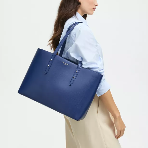 The Regent Tote in Caspian Blue Saffiano now costs £170