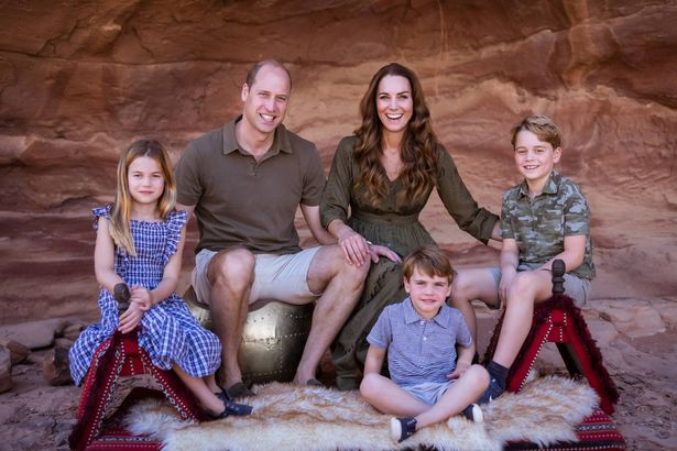 Prince William with wife Kate and his three children George, Charlotte and Louis