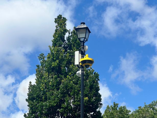 The camera and speaker system installed in St John's Gardens