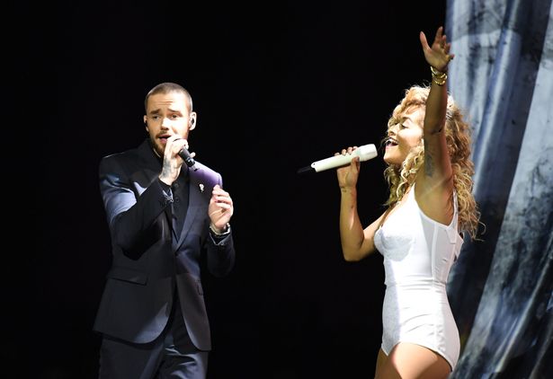 Liam and Rita performing at the Brit Awards in London in 2018