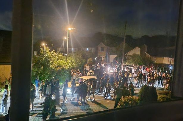 A large crowd gathered at the property