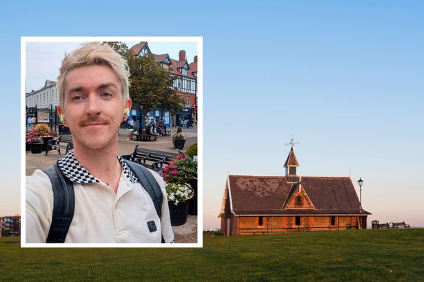 Main picture shows one of Lytham's historic buildings, with a selfie of Christopher Megrath inset