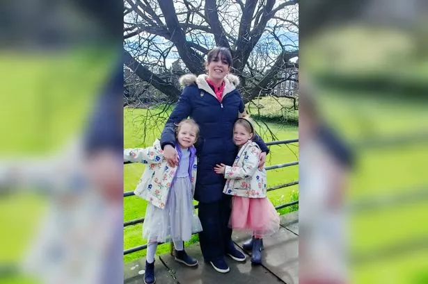 Elaine Sykes with her six-year-old twins Florence and Lily 