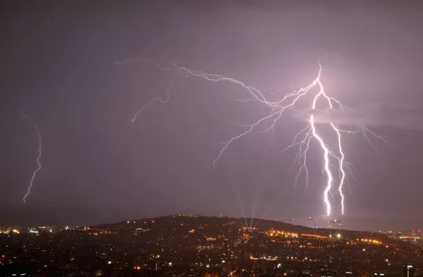 Barcelona was shaken by a spectacular electrical storm, which in some places reached 50 liters per square meter, on 01st August 2021. Photo: Joan Valls/Urbanandsport /NurPhoto
 -- (Photo by Urbanandsport/NurPhoto via Getty Images)