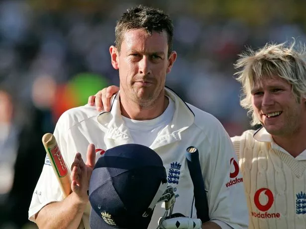 England v Australia / 4th Test cricket match at Trent Bridge cricket ground -  Ashley Giles & Hoggard celebrate
August 2005