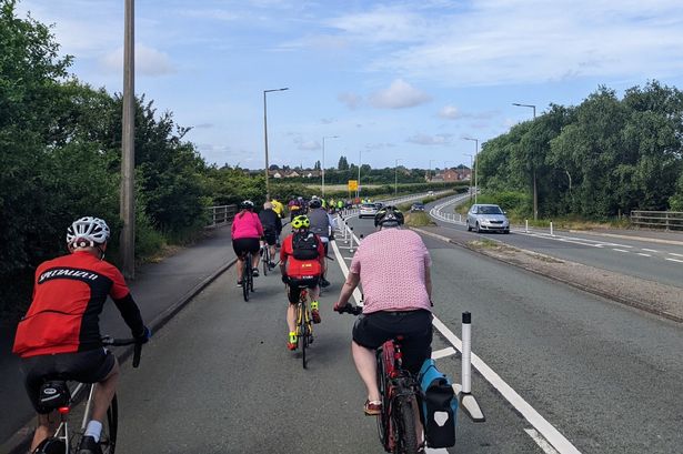 Cyclists using the Fender Lane cycle route. 