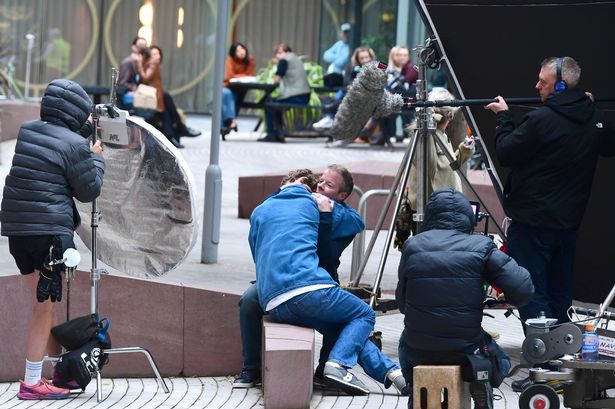 A scene being filmed on St Paul's Square