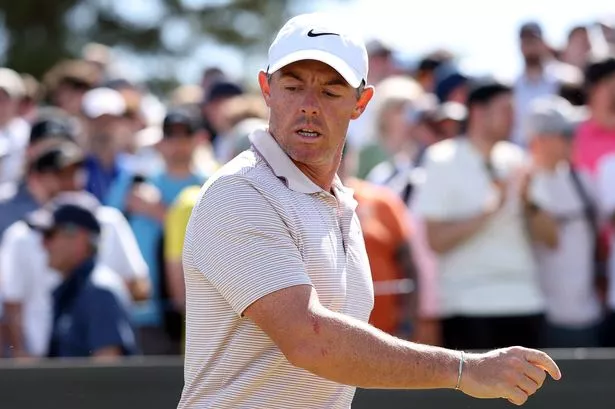 Rory McIlroy of Northern Ireland walks off the second tee on day three of the Genesis Scottish Open 2025 at The Renaissance Club