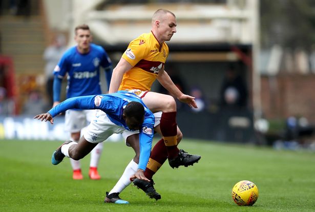 Liam Grimshaw in action for Motherwell against Rangers in 2019.