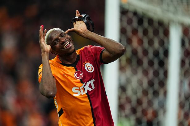 Victor Osimhen celebrates scoring for Galatasaray during his first stint at the club