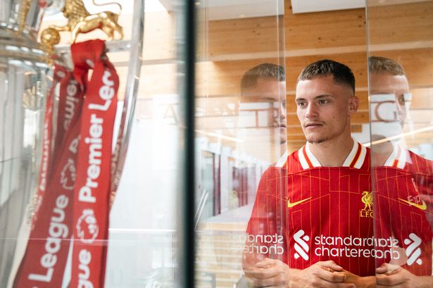 Florian Wirtz is unveiled as a Liverpool player after his signing at AXA Training Centre