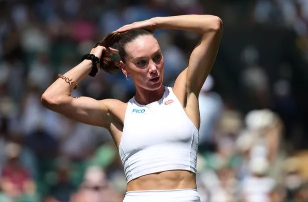 Carson Branstine (CAN) during her Ladies' Singles First Round match against Aryna Sabalenka [1] during day one of The Championships Wimbledon 2025 at All England Lawn Tennis and Croquet Club on June 30, 2025 in London, England.