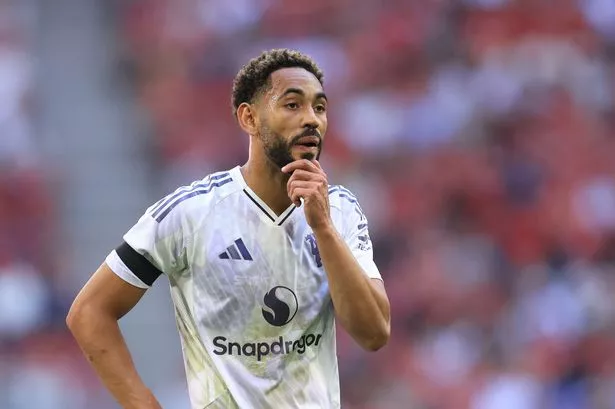 SOLNA, SWEDEN - JULY 19: Matheus Cunha of Manchester United   reacts during the pre-season friendly match between Manchester United and Leeds United at Strawberry Arena on July 19, 2025 in Solna, Sweden. (Photo by Catherine Ivill - AMA/Getty Images)
