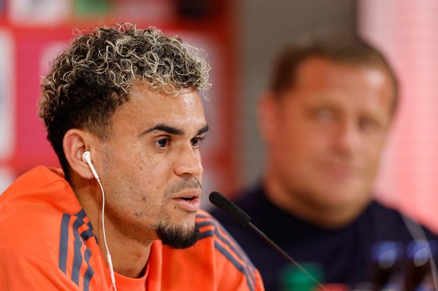 Luis Diaz speaks during his press conference after signing for Bayern Munich