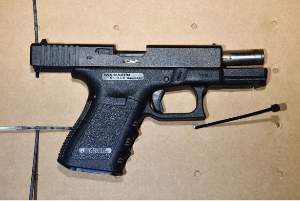 Glock firearm seized from a property
