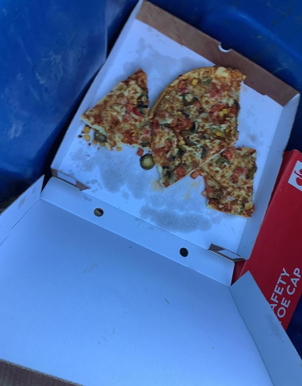 Some of the pizzas were barely half eaten 