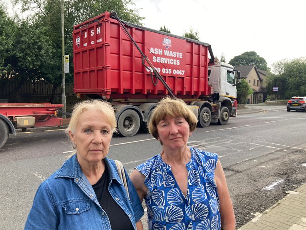 Maureen Hobson (right) and Nadine Mitcherson stood in Hollingworth village centre