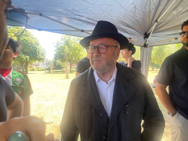 George Galloway in Sparkhill Park ahead of a march for Palestine