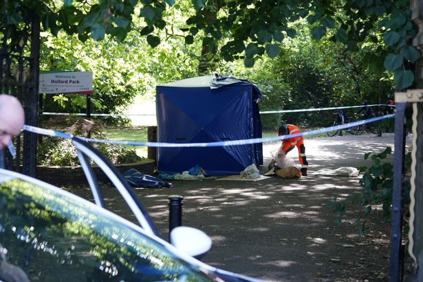 An evidence tent was erected at the scene