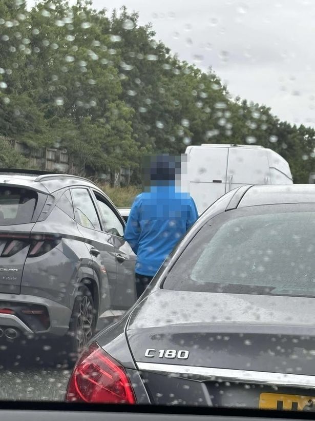 One man was seen getting out of a taxi on the M60