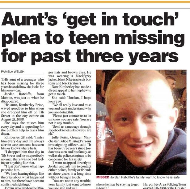 Numerous appeals were shared in the years following Jordan's disappearance