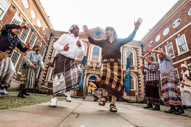 The Al Awadhel Band perform in the main courtyard at the Bluecoat