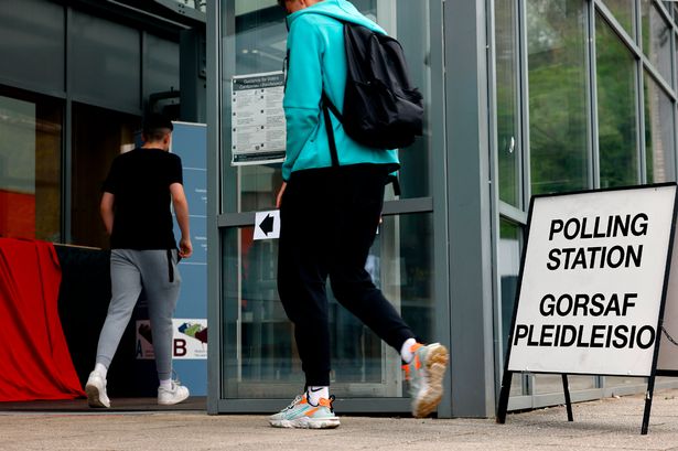 Teenagers aged 16 and 17 voting at Ebbw Vale Learning Zone by Coleg Gwent in last year's Senedd election