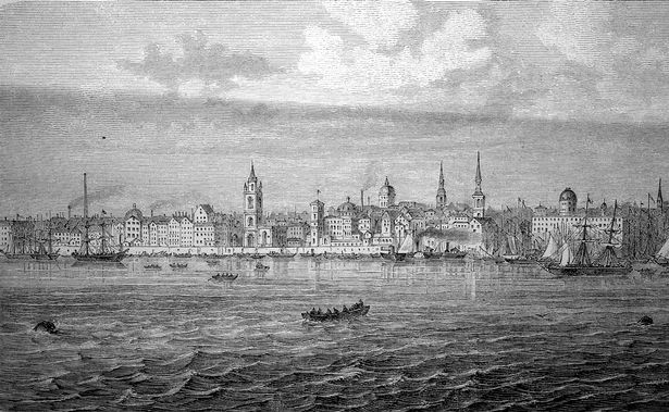 An artists painting of how Liverpool looked in 1880