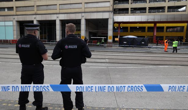 Police at the scene outside the Arndale centre