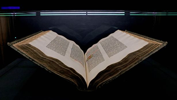 A Gutenberg Bible on public display - one of around 49 which survive in the world