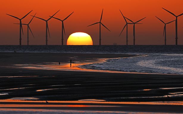 Sunsets across Liverpool Bay at New Brighton Beach