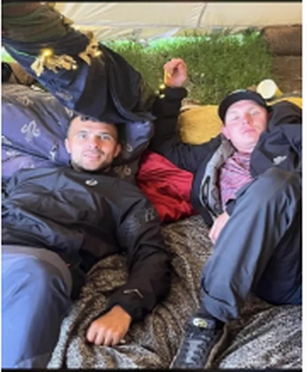 Lenny Scott murder accused Anthony Cleary (right) and Elias Morgan pictured at Glastonbury