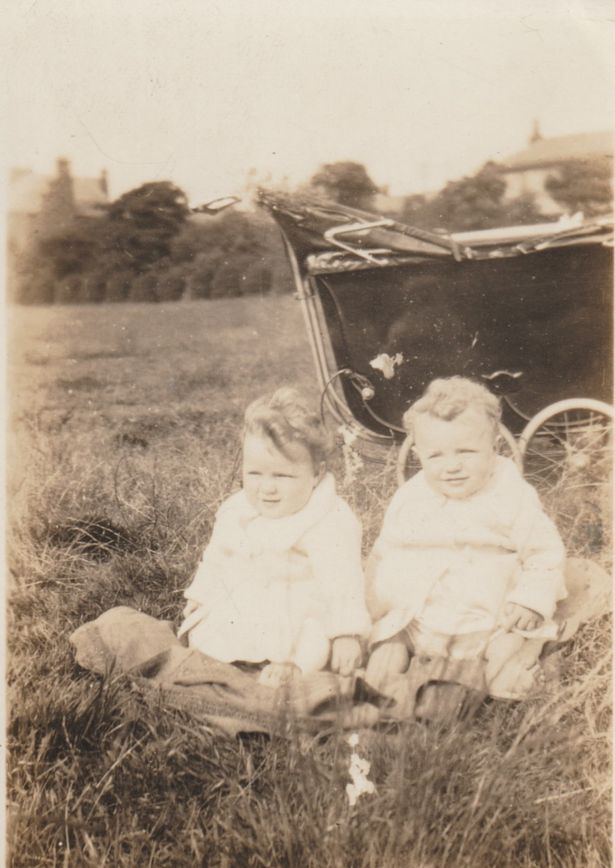 Liverpool nan and teacher Joan Hughes died July 11 at the age of 99, just weeks before her 100th birthday. Pictured, Joan and her twin Muriel as toddlers