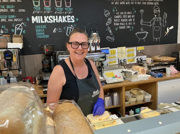 Sharon works at Back's Deli on Heaton Moor Road.