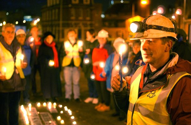 Candlelit vigil at the grave of Joseph williamson, "the mole of Edge Hill," by members of the Friends of Williamsons Tunnels years ago