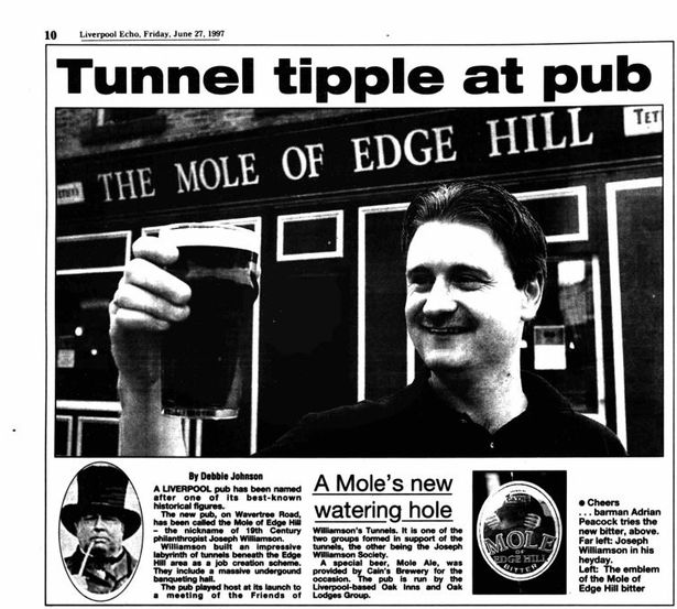 An article featured in the Liverpool ECHO in 1997 about a new pub named after Joseph Williamson,' The Mole of Edge Hill"