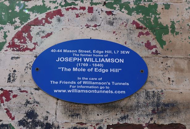 The blue plaque at the former home of Joseph Williamson in Edge Hill
