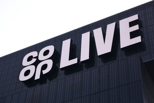 MANCHESTER, ENGLAND - APRIL 03: A general view of the Co-op Live logo on the outside of the arena prior to the Joe Joyce v Filip Hrgovic Press Conference at Co-op Live on April 03, 2025 in Manchester, England. (Photo by Ben Roberts Photo/Getty Images)