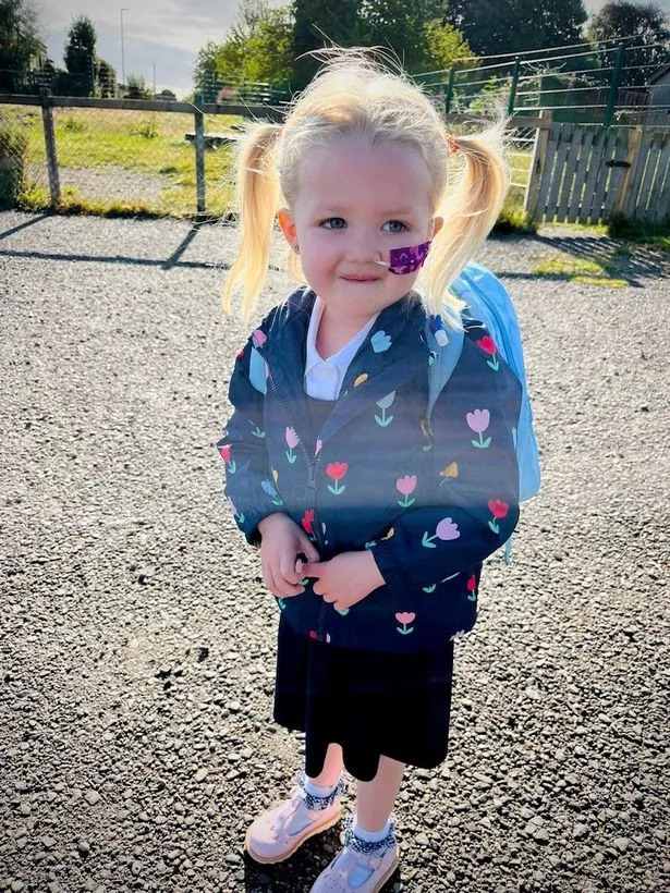 Brave tot Josie on her first day of school