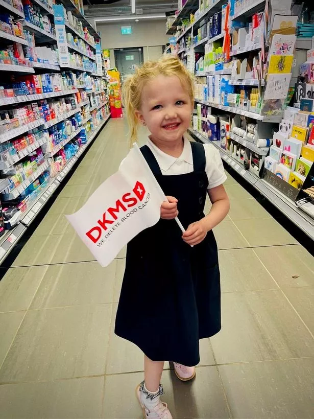 Josie with her DKMS flag