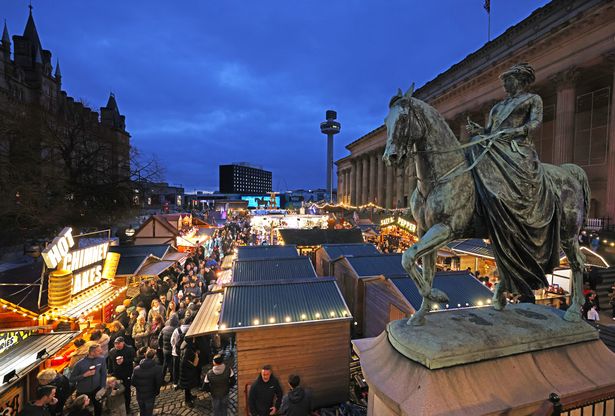 Liverpool Christmas Markets at St George's Hall Plateau and gardens