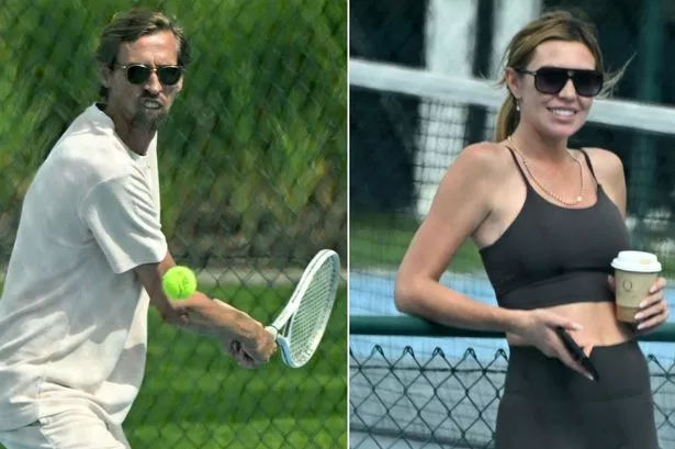 Peter Crouch and Abbey Clancy played tennis in Portugal