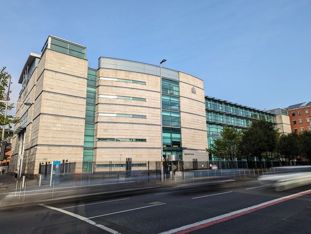 Stock image of Laganside court building in Belfast seen from across street 