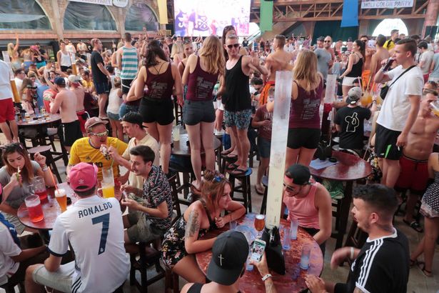Revelers celebrate at the Megapark bar and disco near the Ballermann stretch in Palma de Mallorca, Spain. 