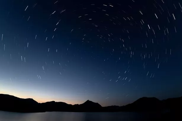 A long exposure photo shows night sky on the meteor shower's peak night in Bonar, Spain on July, 17 2025.