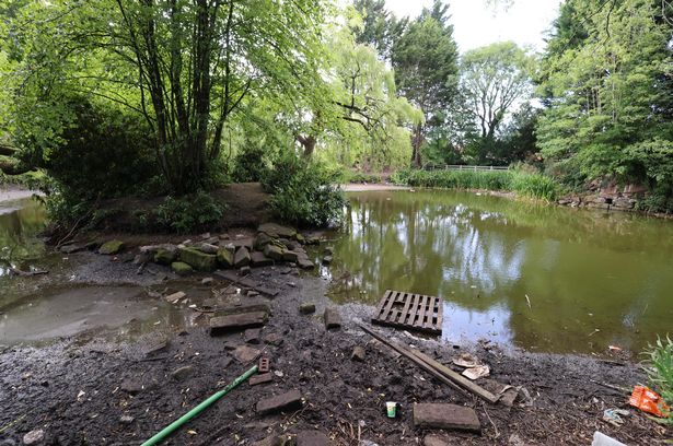 Water receded at Moss Side lake near Persimmon Homes Poppy Fields estate in Maghull. 