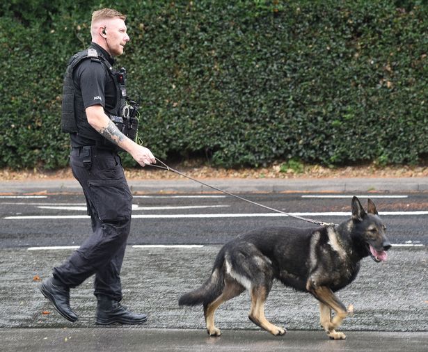 Police dogs were at the scene where a body was recovered from a lake in Oakmere, Cheshire.
