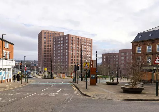 CGI of three apartment blocks in Oldham Mumps. 