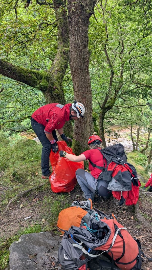 The Central Beacons Mountain Rescue Team came across a large amount of rubbish which had been dumped in Bannau Brycheiniog